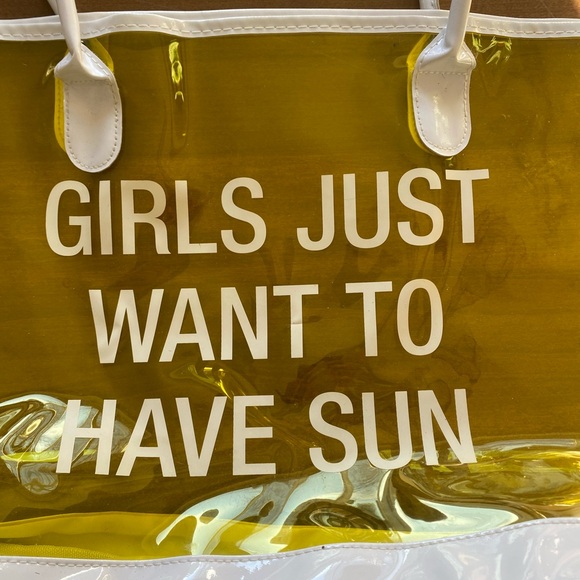 Medium Plastic Transparent Yellow/White Tote Bag - Picture 2 of 7